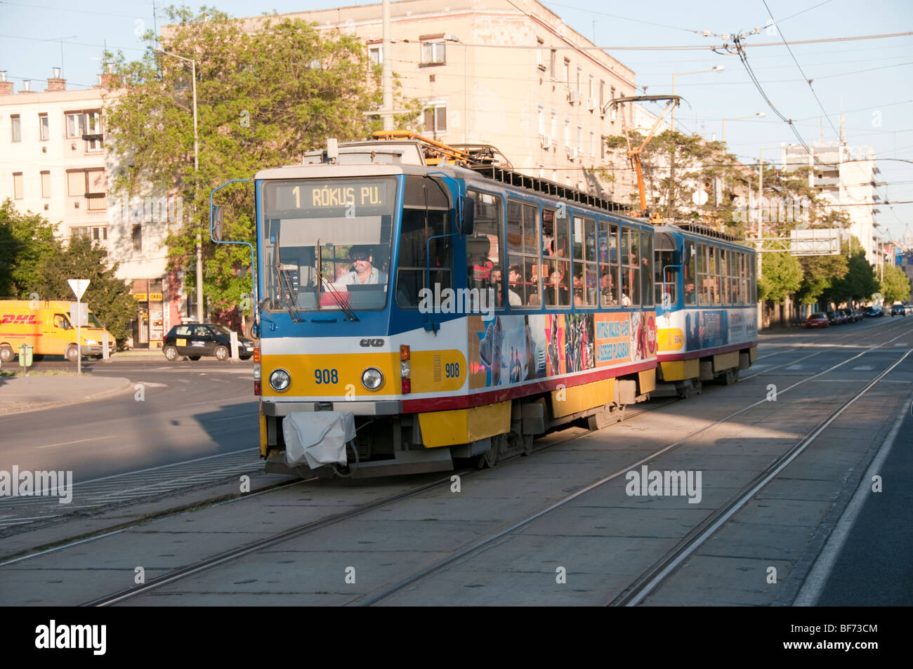 Öffentliche Verkehrsmittel Straßenbahn in Szeged Ungarn Stockfoto