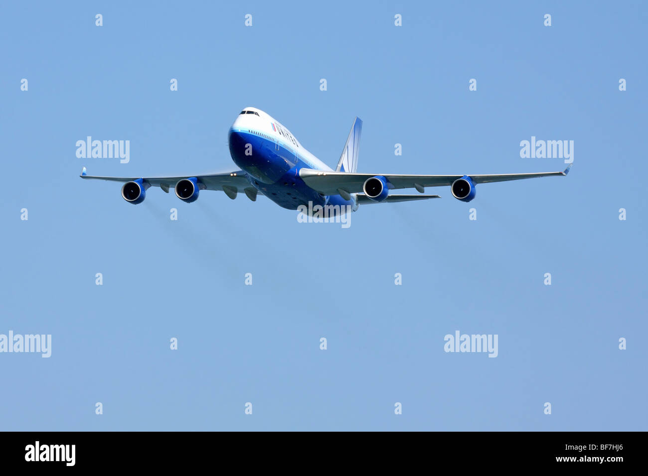 United Airlines Boeing 747-400 im Flug Stockfoto