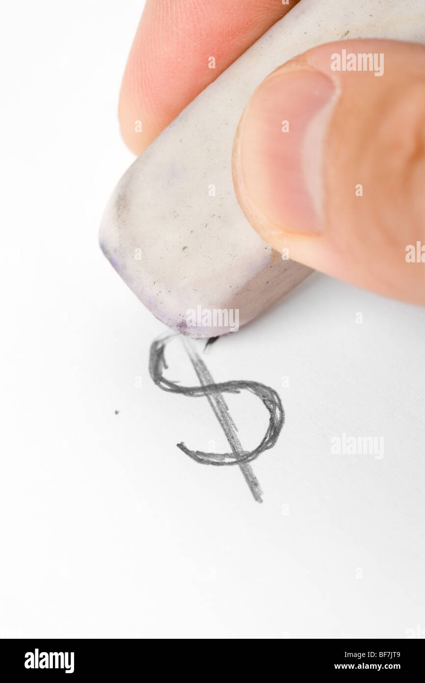 Dollarzeichen schließen sich schlechte Investition zu löschen Stockfoto