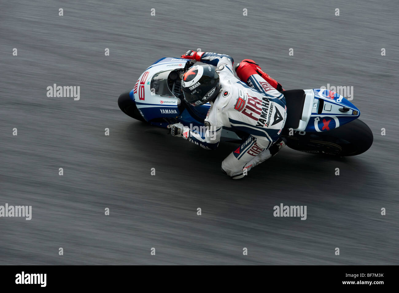 Moto GP Fiat Yamaha Team Fahrer Jorge Lorenzo aus Spanien steuert sein Motorrad während der Shell Advance Malasyan Motorrad Grand Prix 20 Stockfoto