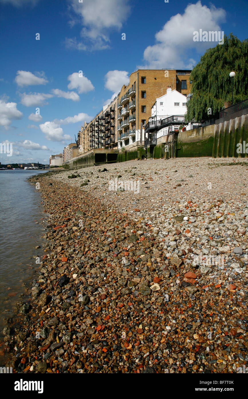 Fluss Themse Vorland von Prospect of Whitby Pub, Wapping, London, UK Stockfoto