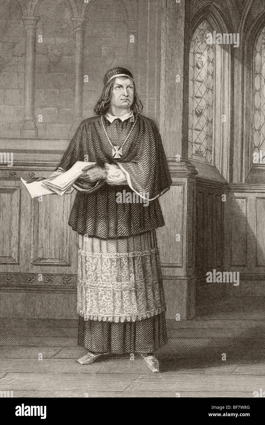 William Charles Macready 1793 bis 1873. Englischer Schauspieler, im Kostüm als Kardinal Wolsey in dem Stück Heinrich VIII. von Shakespeare Stockfoto
