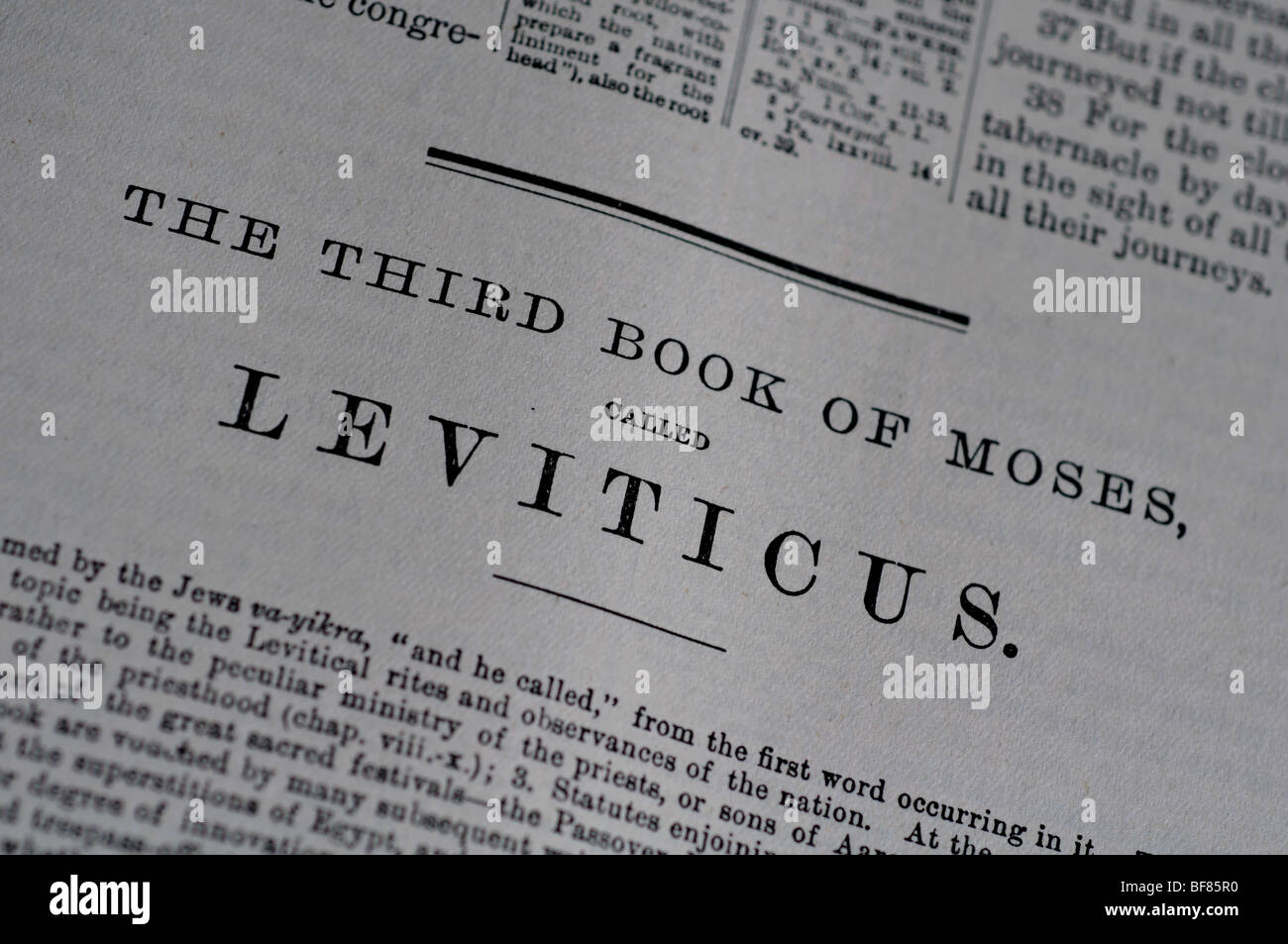 Levitikus Buch der Bibel alten Testaments Stockfoto