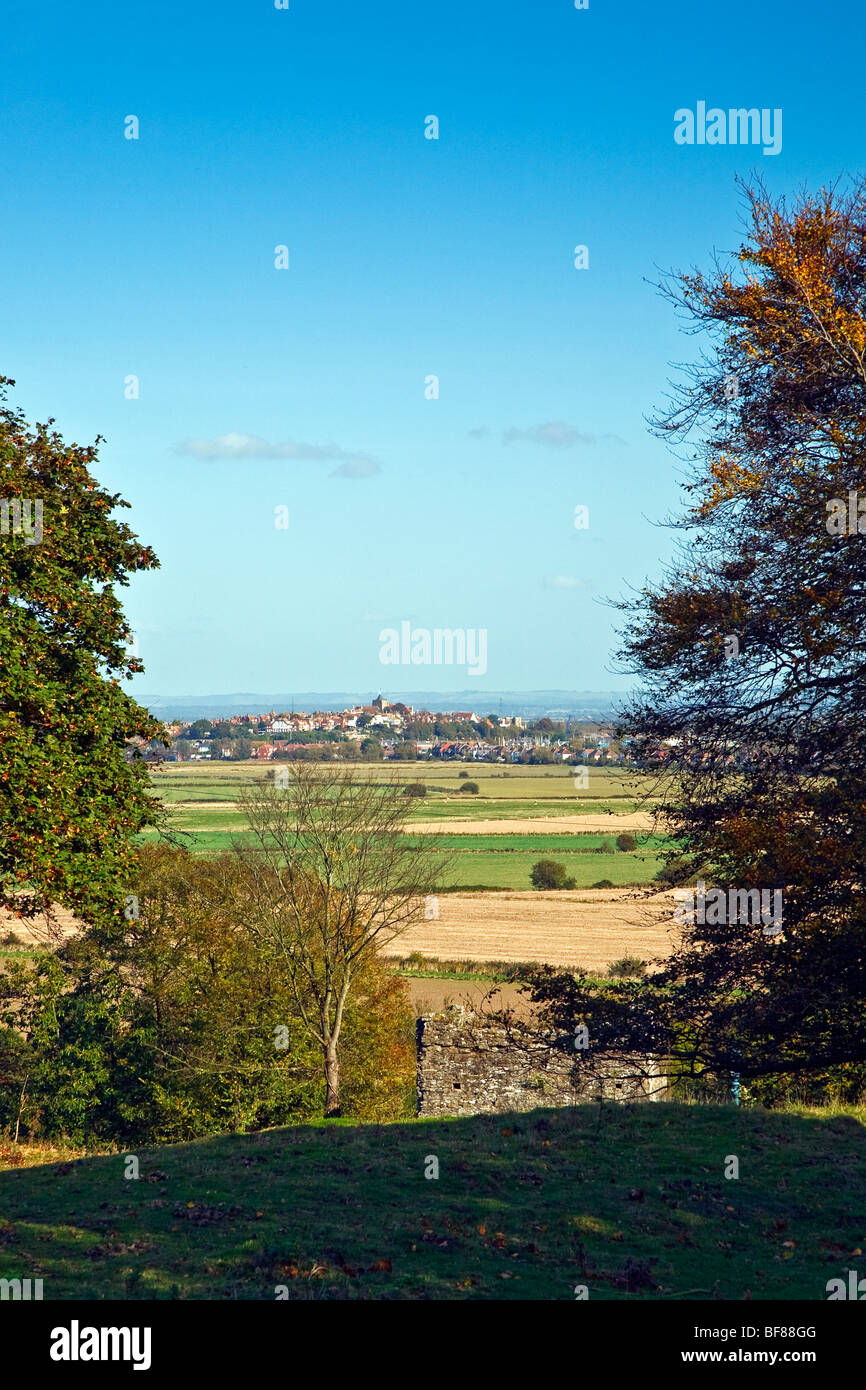 Ein Blick auf Roggen und die umliegende Landschaft aus Winchealsea, East Sussex, England UK 2009 Stockfoto