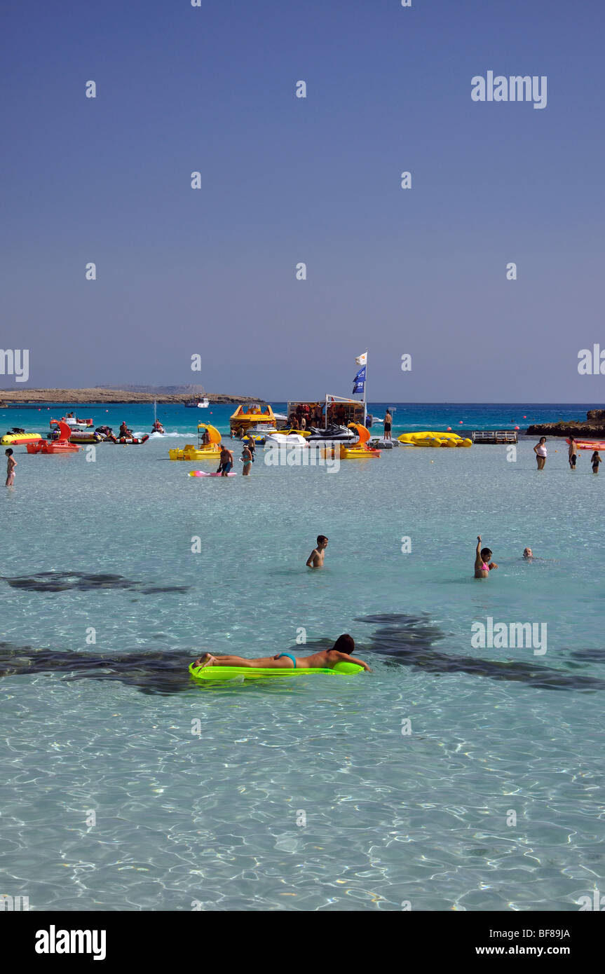 Nissi Beach, Ayia Napa, Bezirk Famagusta, Zypern Stockfoto