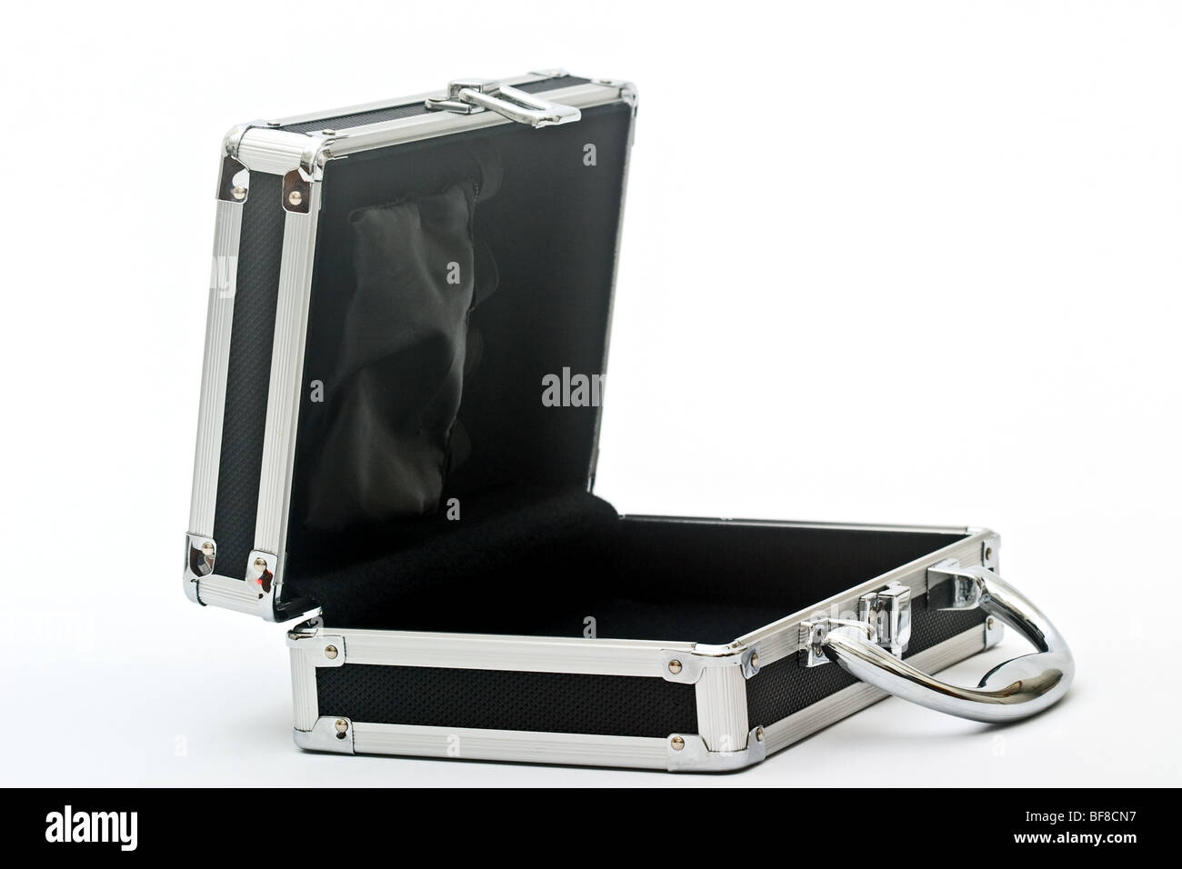 Fall der kleinen samt schwarz mit silbernem Griff Stockfoto