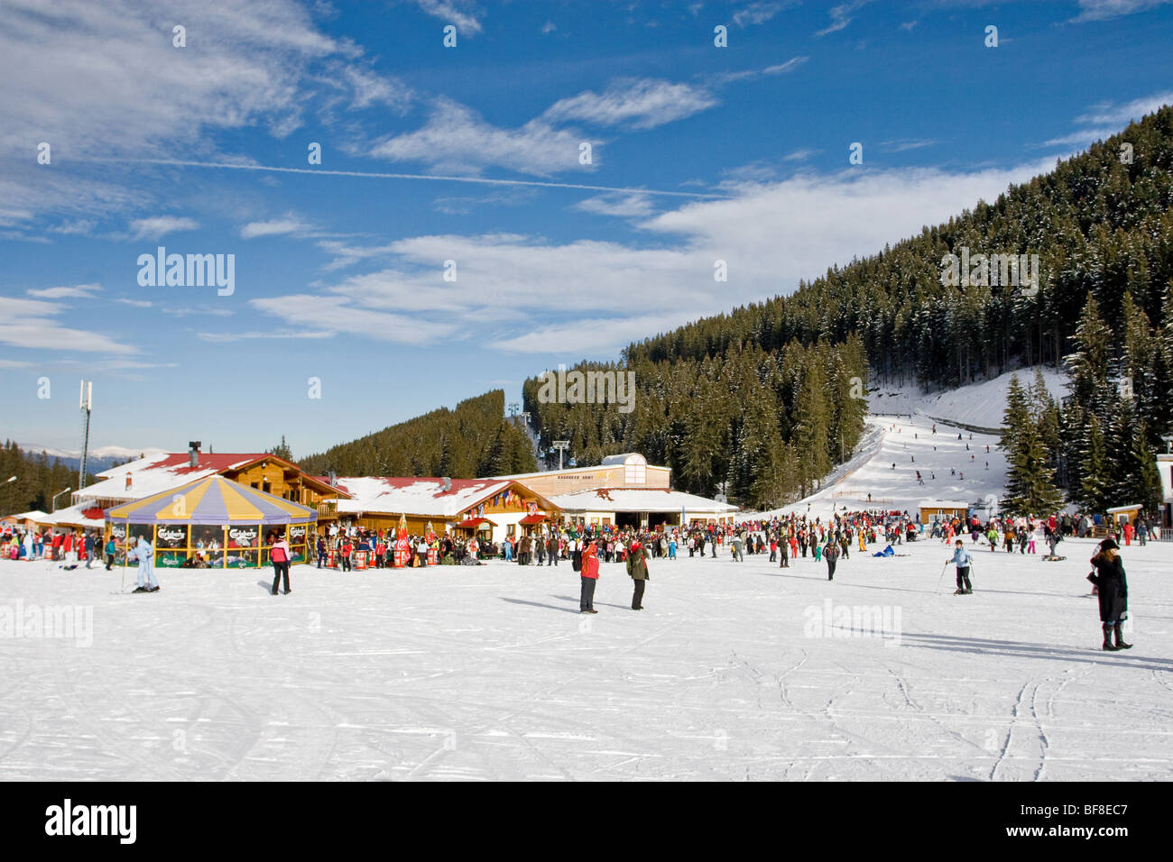 Skizentrum Bansko in Bulgarien Stockfoto