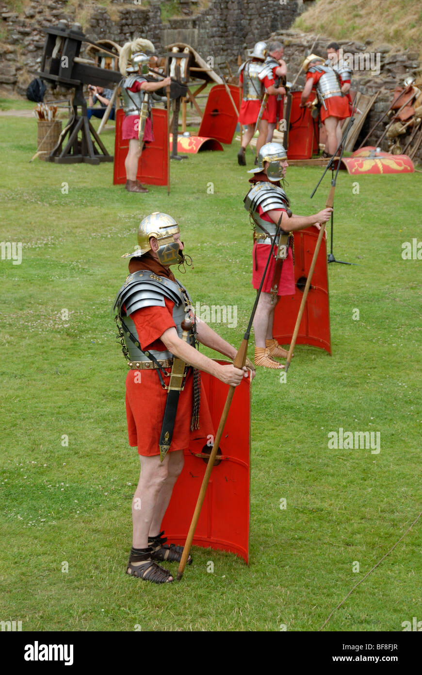 Ermine Street Guard erklingt in der römischen militärischen spektakulär in Caerleon Stockfoto