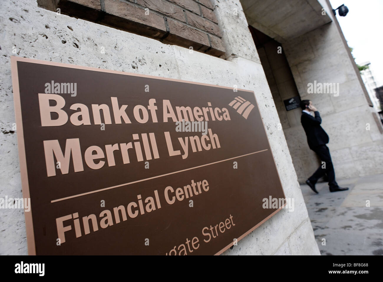 Neue Bank of America Merrill Lynch unterzeichnen am King Edward Street. City of London. UK 2009. Stockfoto