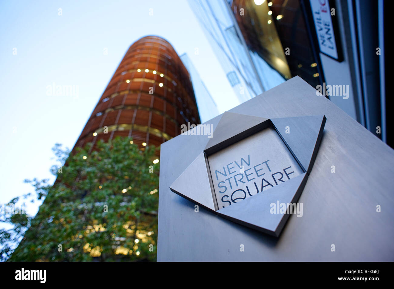 Neues Street Square Zeichen. City of London. UK 2009. Stockfoto