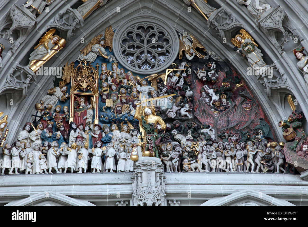 Das jüngste Gericht, Berner Münster Stockfoto