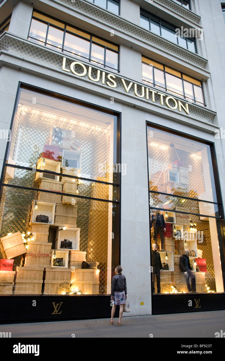 Louis Vuitton Shop, Champs Elysees, Paris, Frankreich Stockfoto