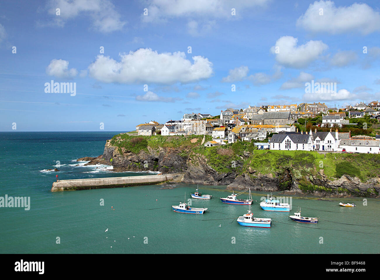 Blick über den Hafen von Port Isaac, Cornwall, England Stockfoto