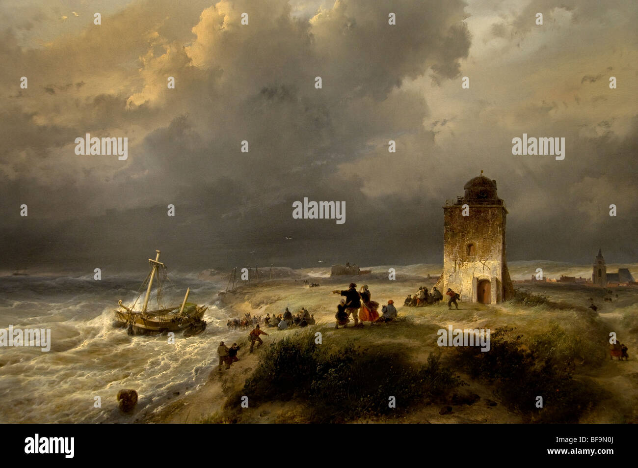 Andreas Schelfhout 1837 Scheveningen Schiffswrack Museum Niederlande Stockfoto