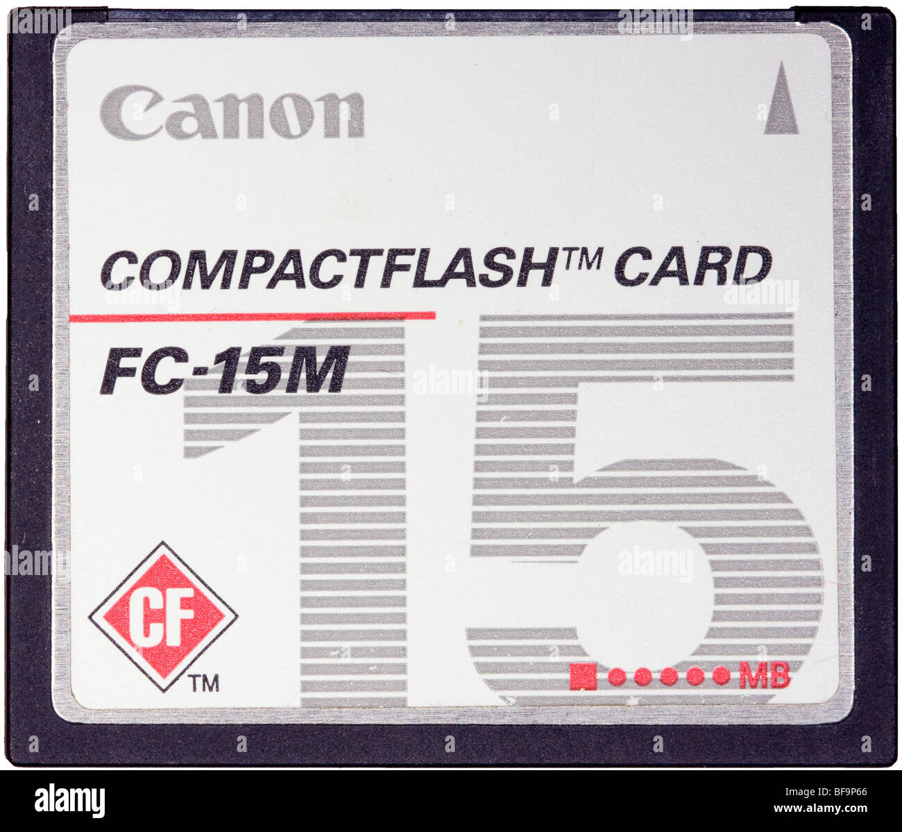 Eine alte Canon CompactFlash-Karte mit 15 MB Speicher. Stockfoto