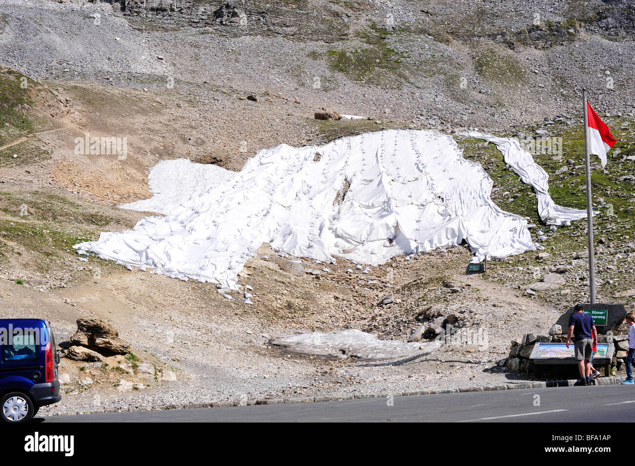 Gebiet Großglockner Hochalpenstraße, Gletscher bedeckt für Test, Österreich Stockfoto
