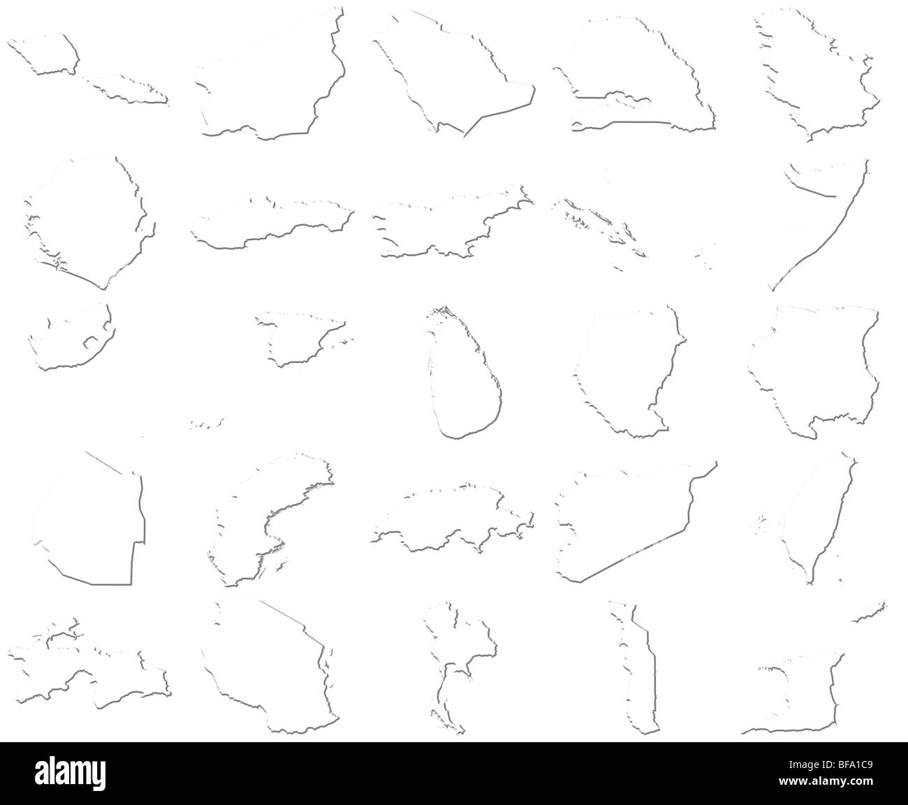 Samoa-Trinidad und Tobago 3D White Karten Stockfoto