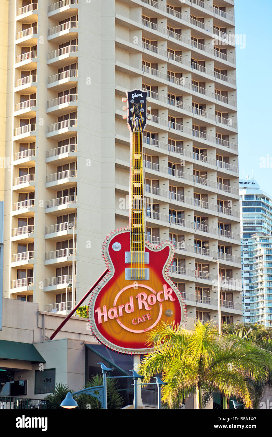 Hard Rock Cafe ikonischen Gitarre Zeichen Stockfoto