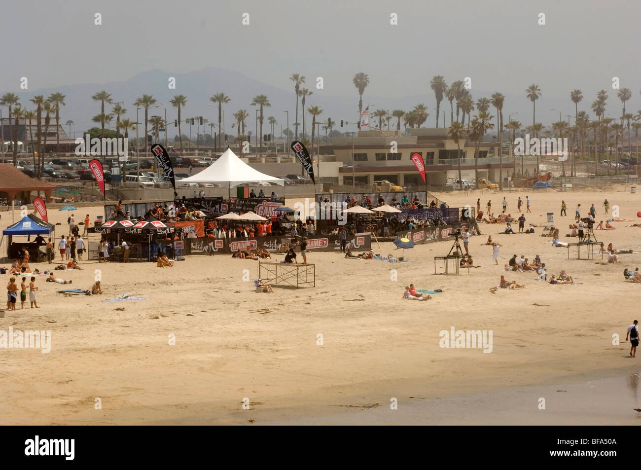 Huntington Beach Surf Wettbewerb Tribünen Stockfoto