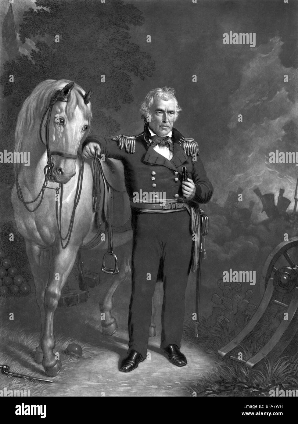 Porträt c1848 von Zachary Taylor in Militäruniform - Taylor (1784-1850) war der 12. US-Präsident (1849-1850). Stockfoto
