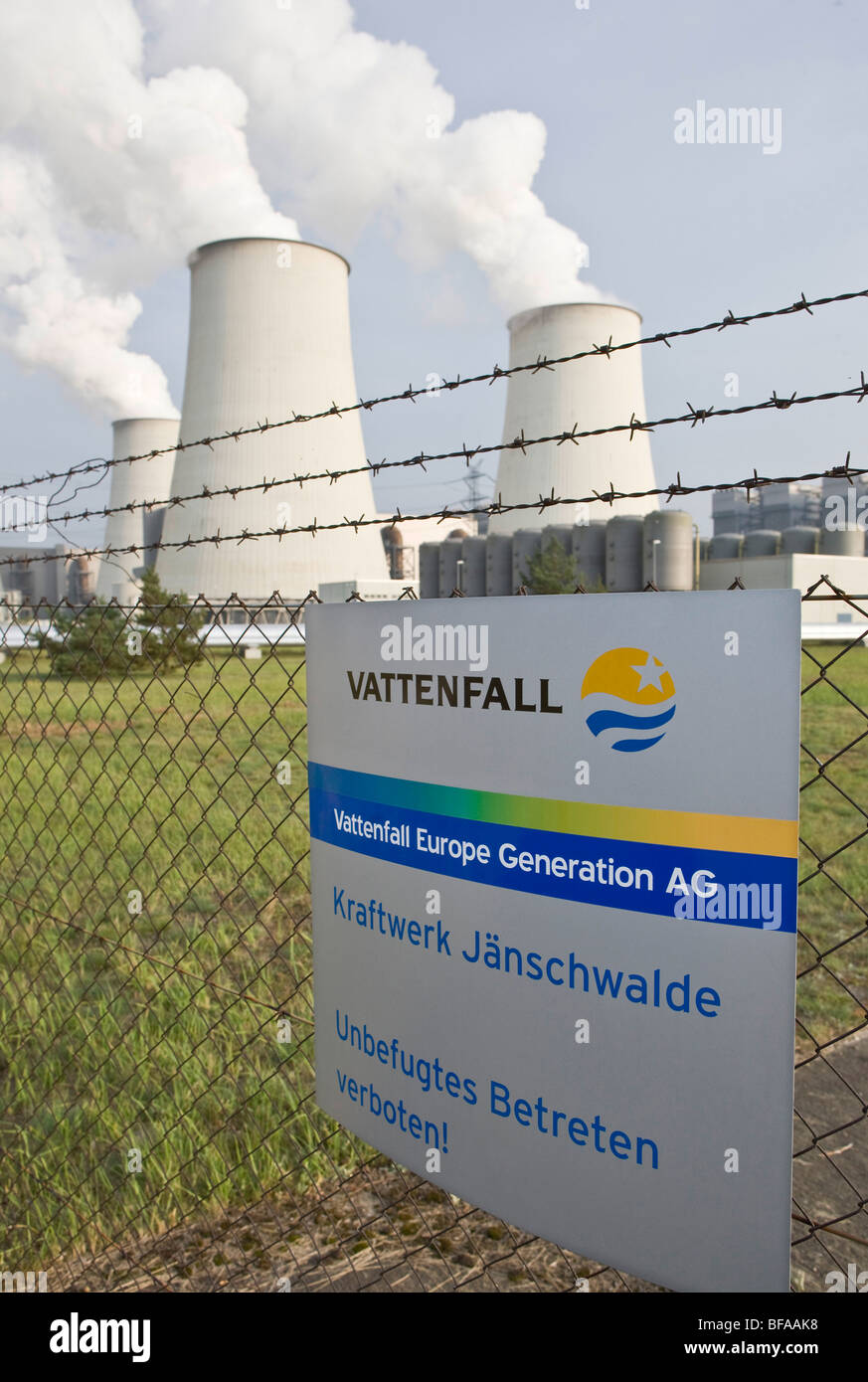 Braunkohlekraftwerk Jaenschwalde der Vattenfall Europe AG Stockfoto