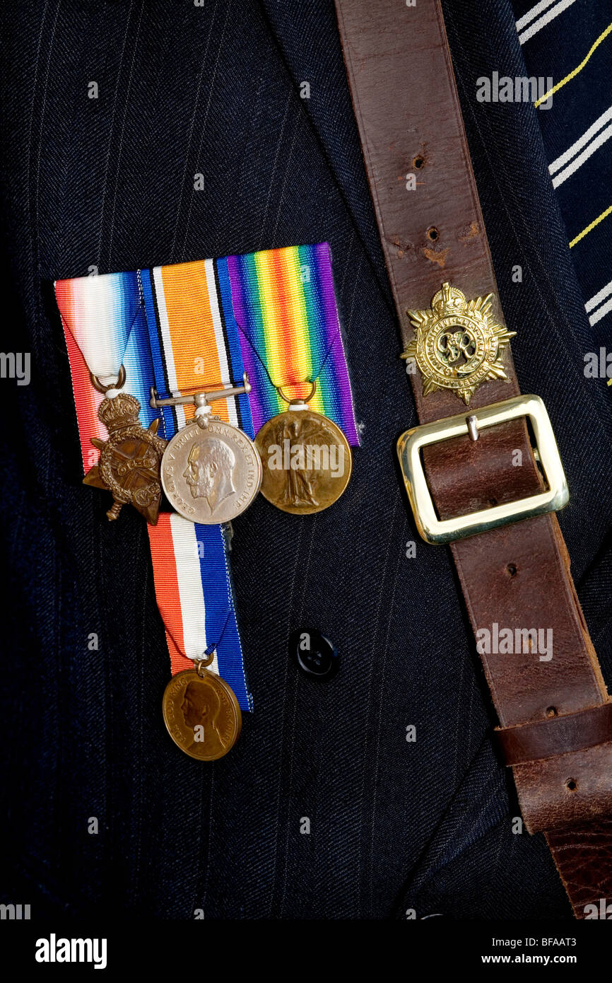 Krieg Medaillen getragen von einem altgedienten Soldaten Stockfoto