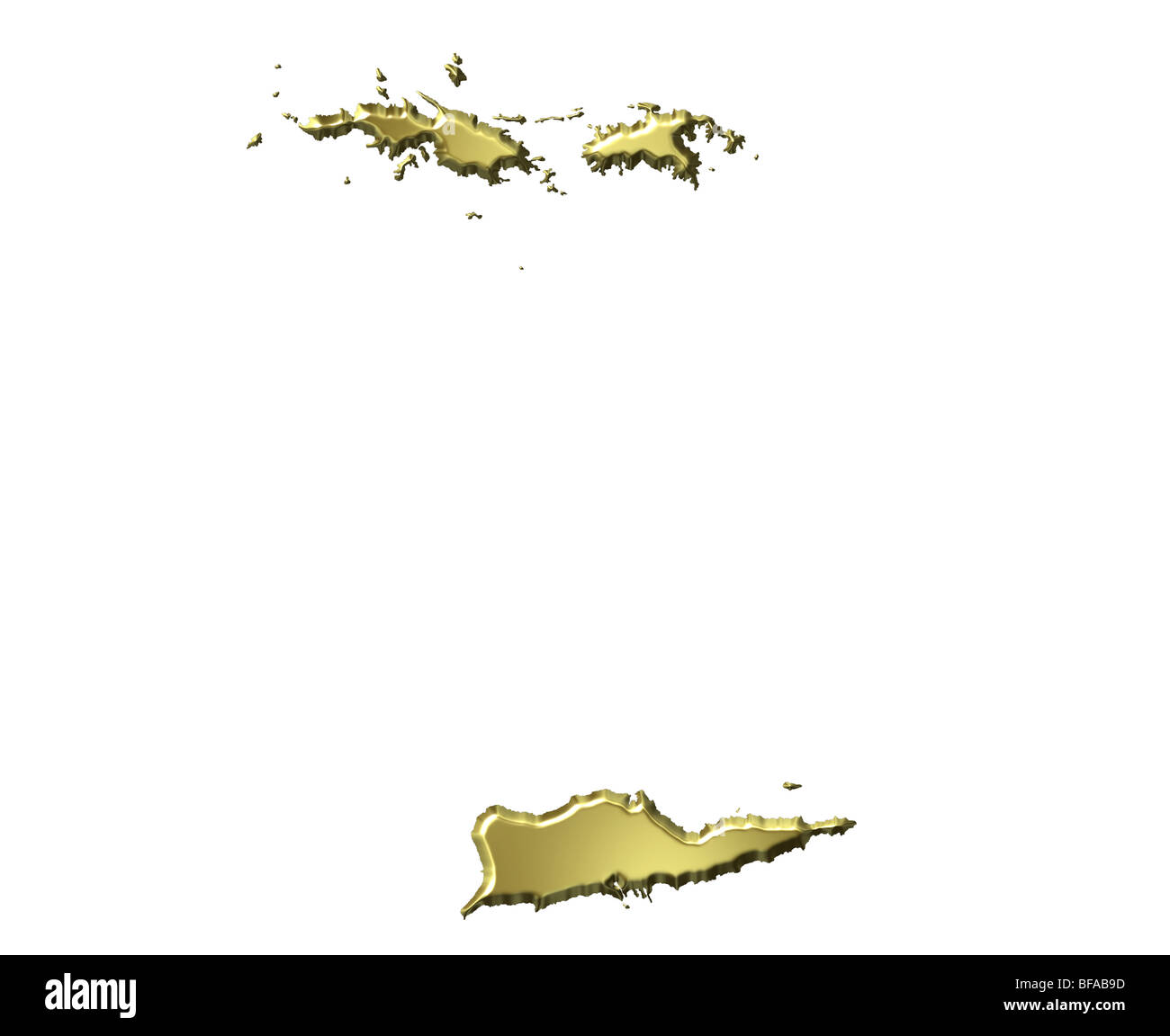 Virgin Islands golden 3D-Karte Stockfoto
