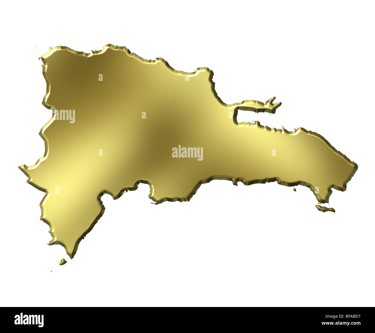 Dominikanische Republik golden 3D-Karte Stockfoto