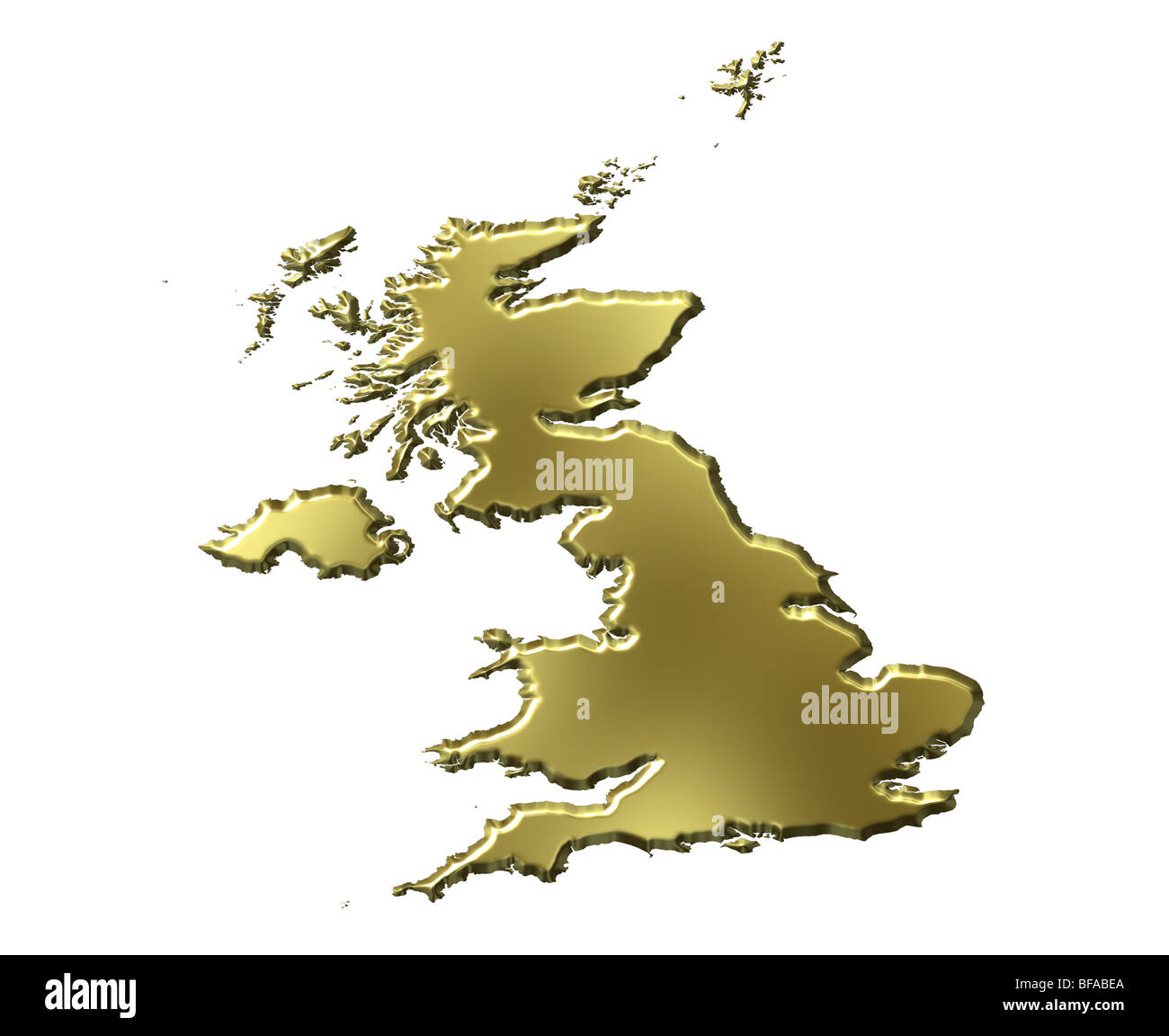 Great Britain golden 3D-Karte Stockfoto