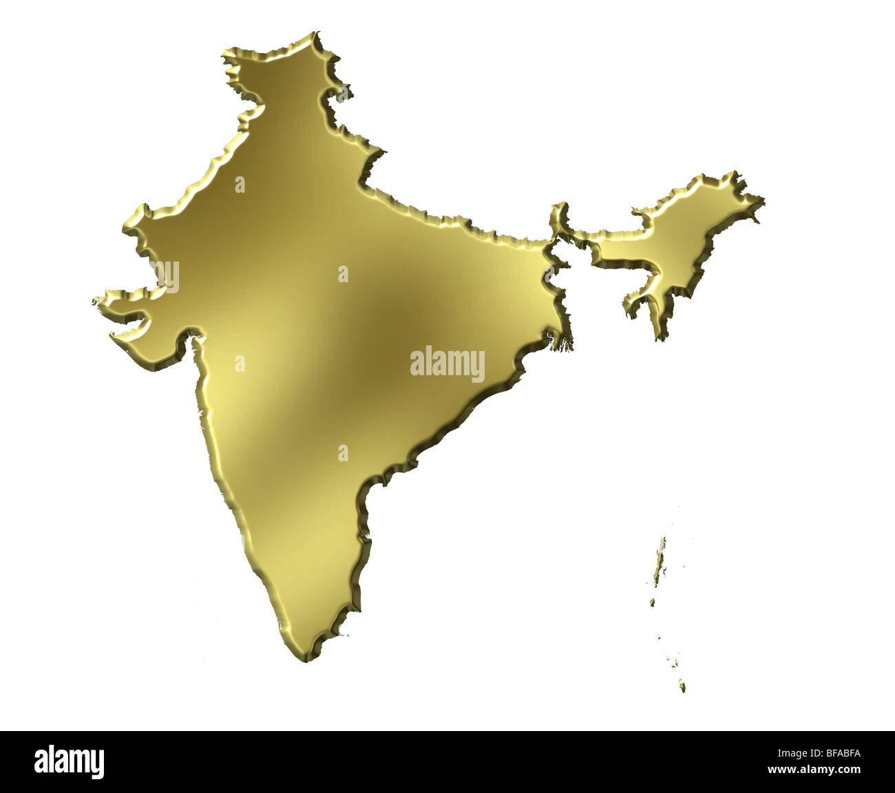 Indien goldene 3D-Karte Stockfoto