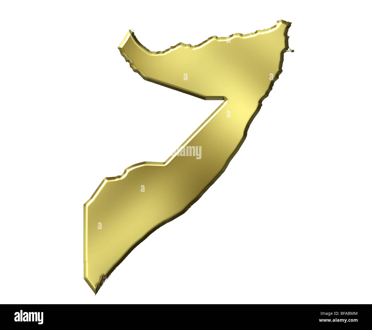 Somalia golden 3D-Karte Stockfoto