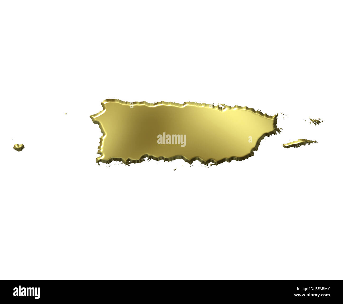 Puerto Rico 3d goldene Karte Stockfoto
