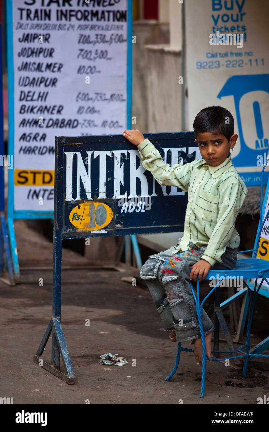 Internet-Café in Pushkar Indien Stockfoto