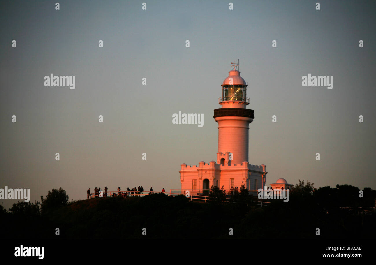 September-Sonnenuntergang am Leuchtturm von Byron Stockfoto