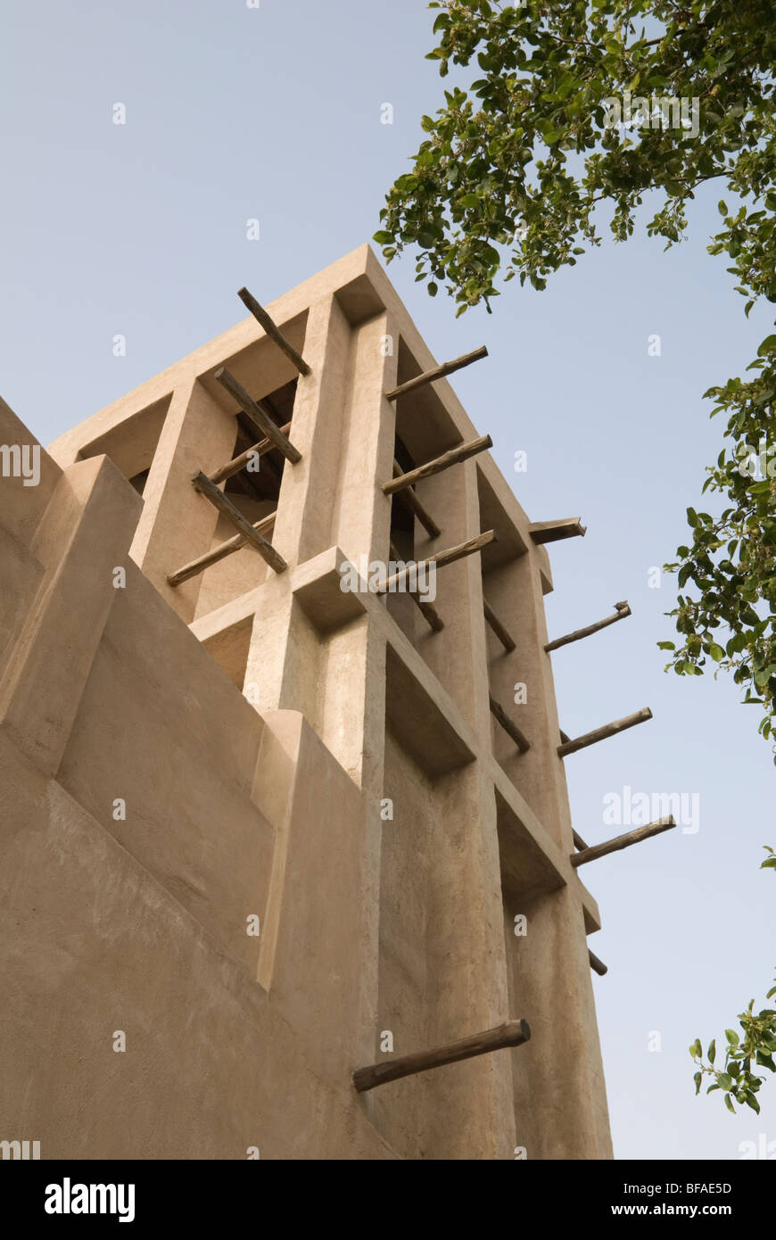 Traditionelle Windturm in der Bastakiya Heritage Area, Dubai Stockfoto