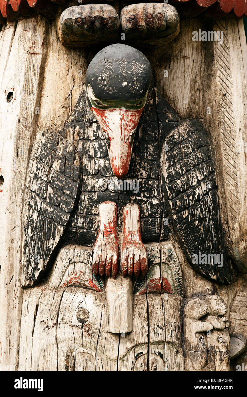 Totempfahl Detail, Juneau, Alaska, USA Stockfoto