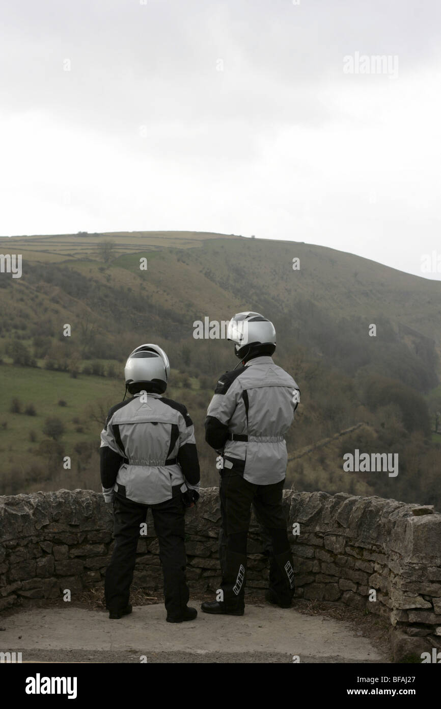Biker am Monsal Kopf Derbyshire Stockfoto