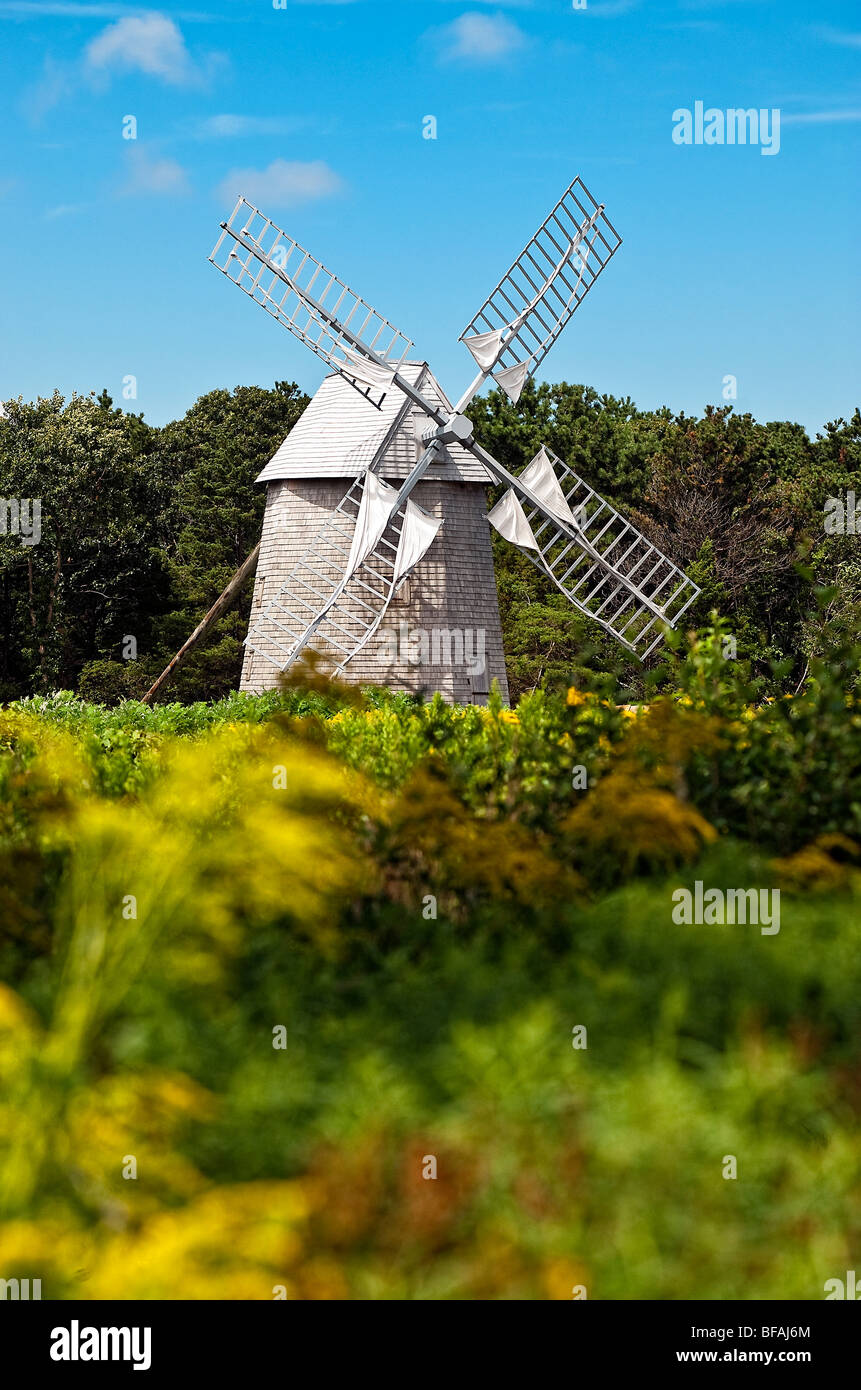 Alte higgin's Farm Windmühle bei Drummer Boy Park und Museum, Brewster, Cape Cod, Massachusetts Stockfoto