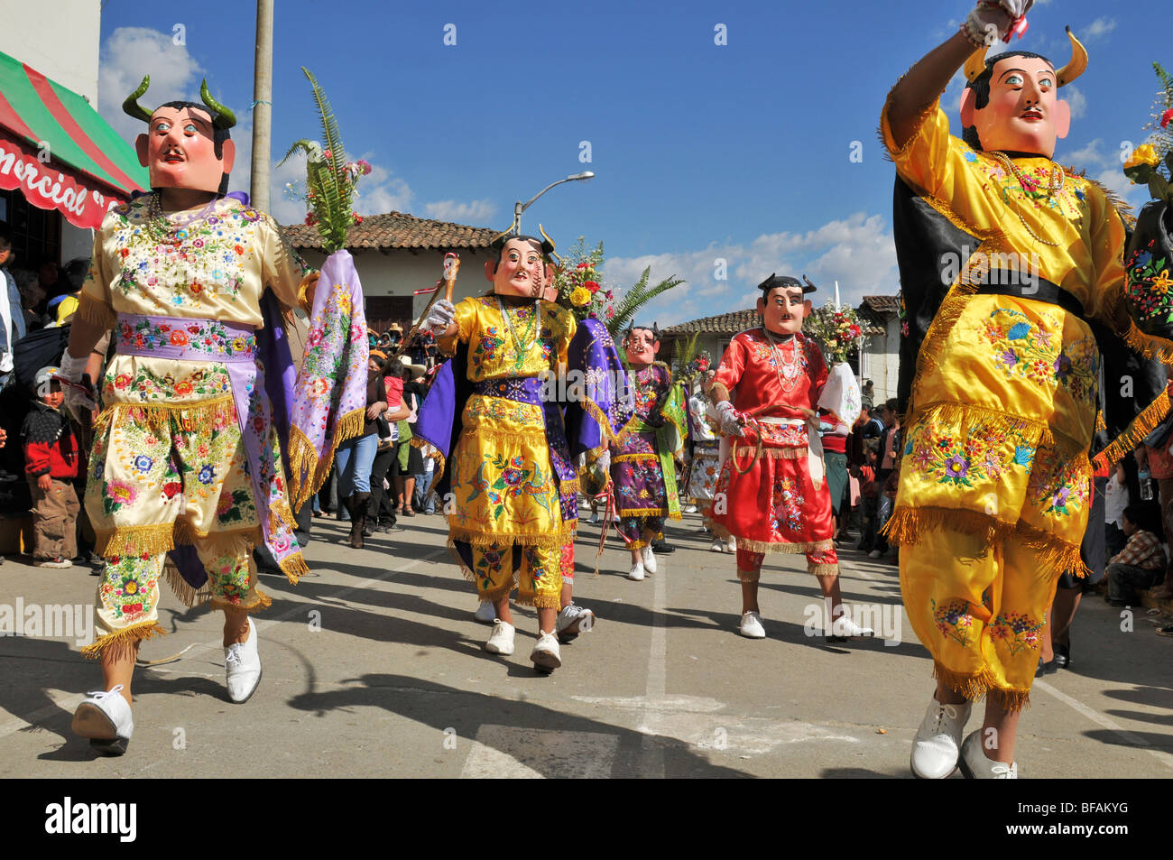 Peruanische Folklore Tanz "Los Diablos" erklärte kürzlich nationale Kulturschatz von Peru Stockfoto