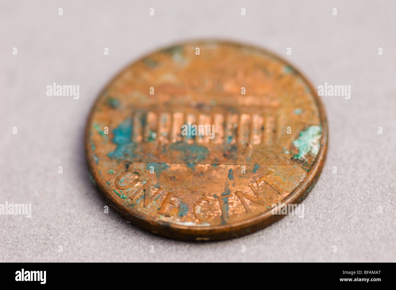 Rostigen amerikanischen eine Cent-Münze Stockfoto