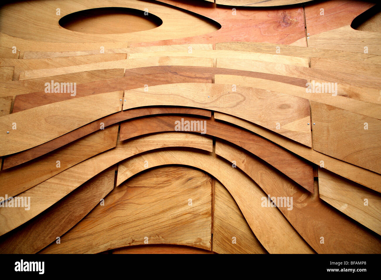 Detail der Pavillion der Architectural Association, London, gemacht aus Sperrholz Stockfoto