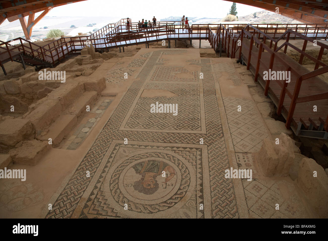 Mosaik auf dem Boden des Hauses von Eustolios Kourion Republik Zypern Europa Stockfoto