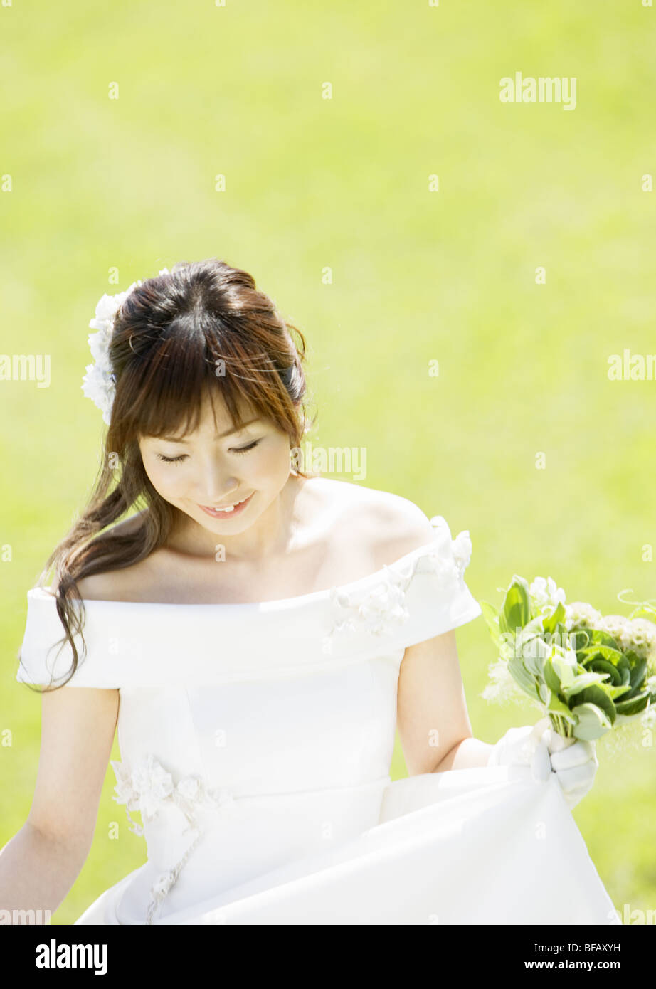 Lächelnde Braut Stockfoto