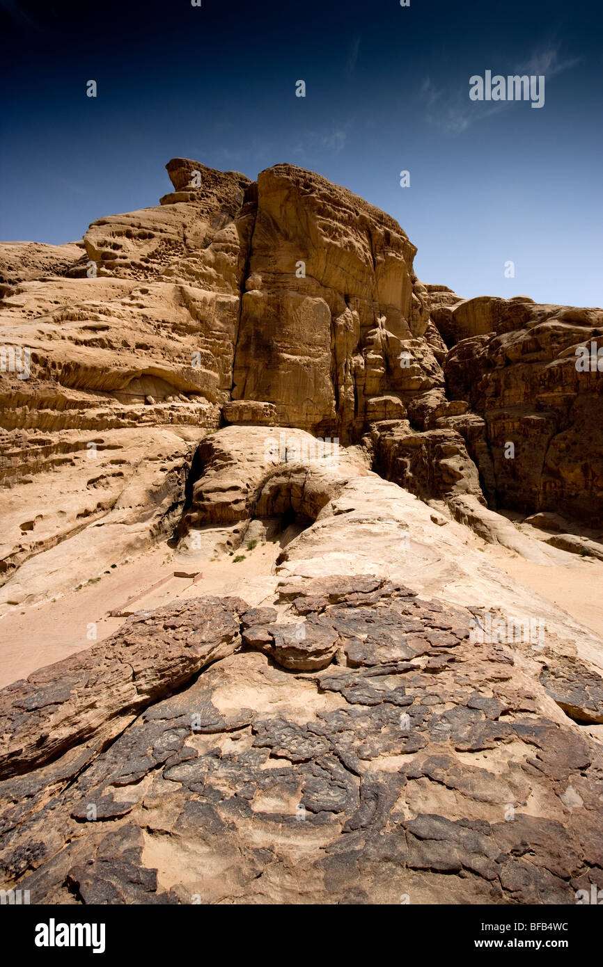 Sandstein-Denkmal, Wadi Rum, Jordanien Stockfoto