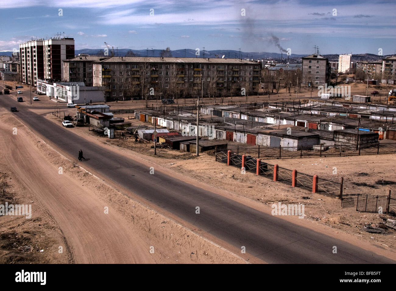 Stadtansicht von der Transsibirischen express aus Russland in die Mongolei Stockfoto