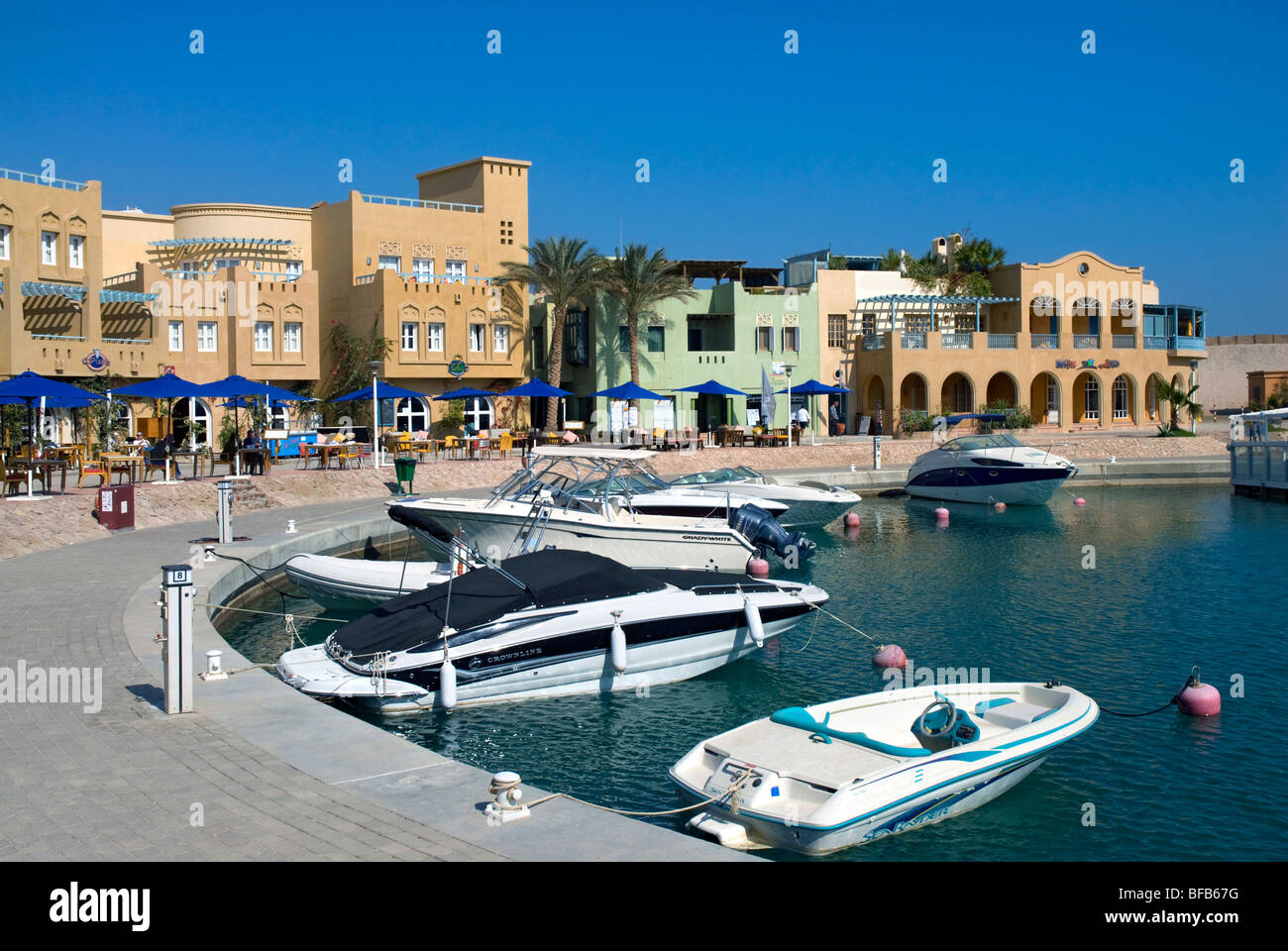 Boote in Abu Tig Marina, El Gouna, Rotes Meer, Ägypten, Nordafrika Stockfoto