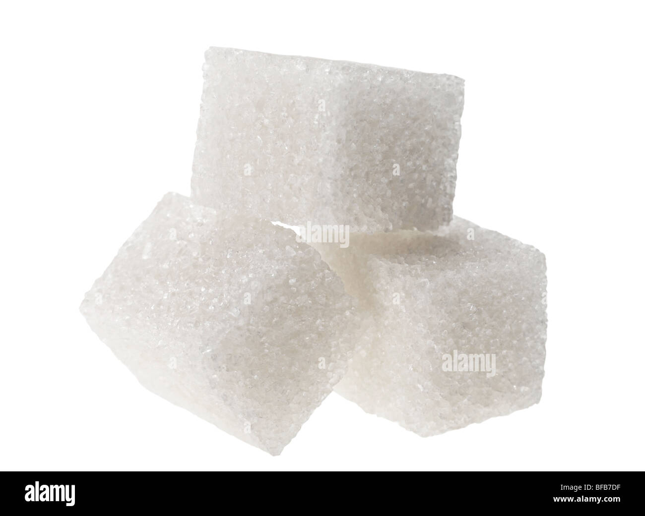 Zucker Würfel Detailansicht auf weißem Hintergrund Stockfoto