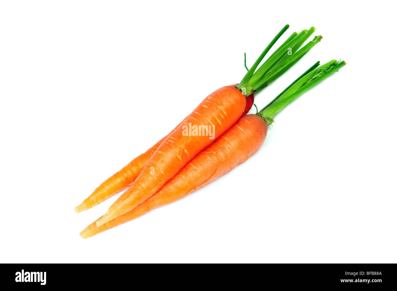 Frische Gemüse Möhre Gruppe auf weißem Hintergrund Stockfoto