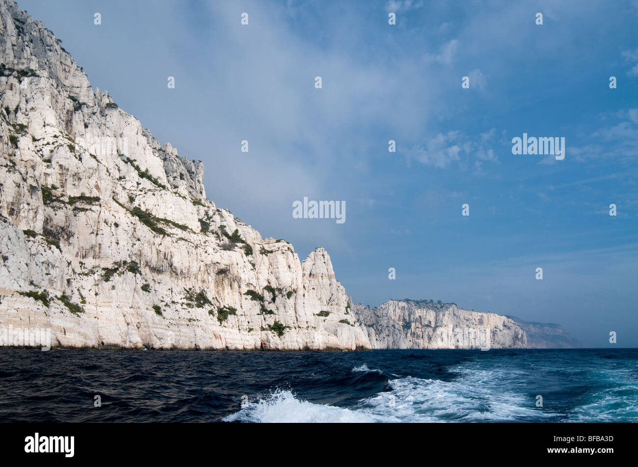 Les Calanques, Küste von weißen Klippen zwischen Marseille und Cassis, Cote d ' Azur, Südfrankreich Stockfoto