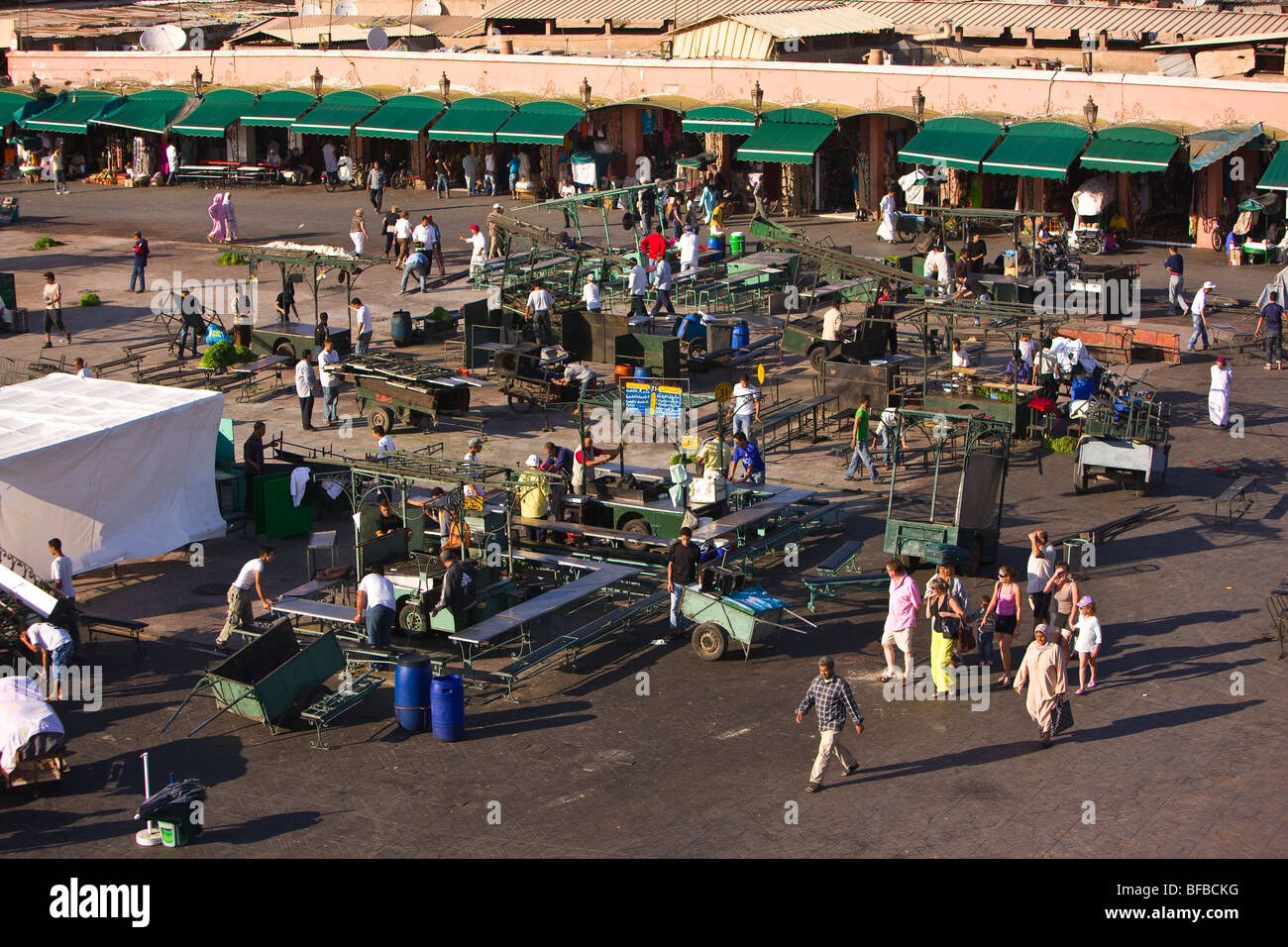 Marrakesch, Marokko - Djemaa el-Fna Hauptplatz in der Medina. Stockfoto